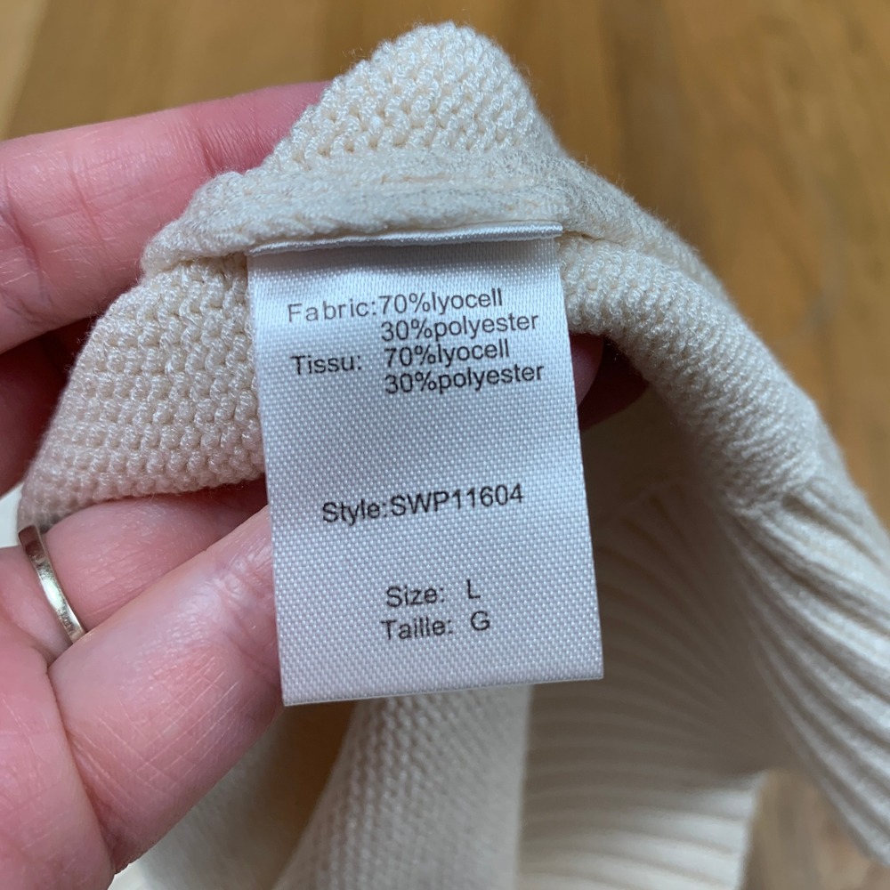 Elan Womens White Heart Patch Lyocell Blend Crewneck Sweater SWP11604 Large - Picture 8 of 9